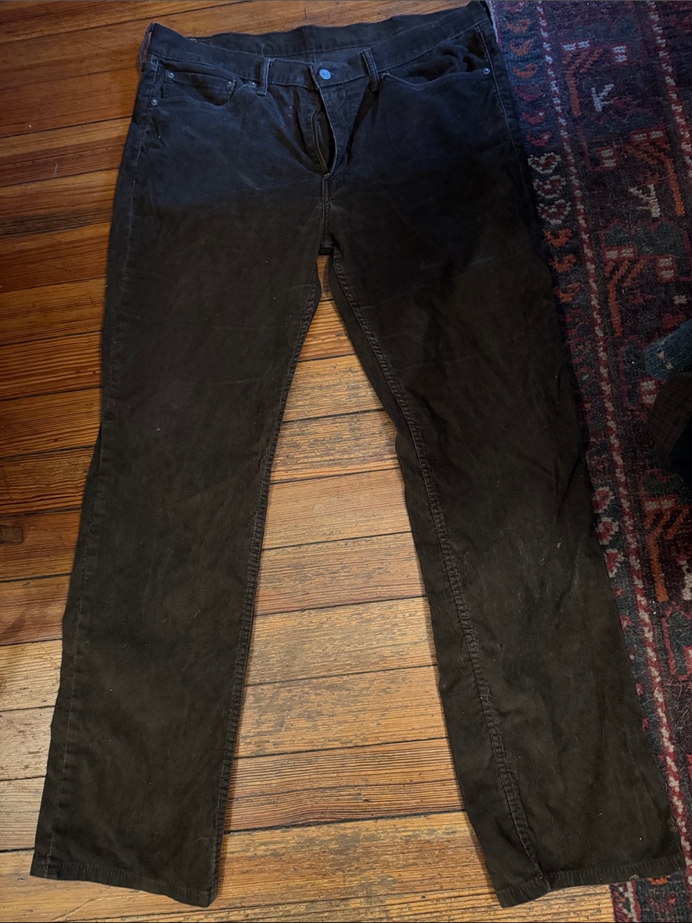 Levi's Dark Brown Corduroy 514 Jeans with Red Patch
